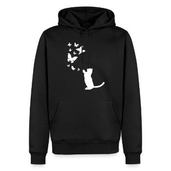 Katze mit Schmetterlingen Katzenliebhaber Katzenbe - Männer Premium Bio Hoodie - Schwarz - Vorne - Nico (187cm)