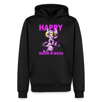 KATZE HAPPY MEOW-O-WEEN - Männer Premium Bio Hoodie - Schwarz - Vorne - Nico (187cm)