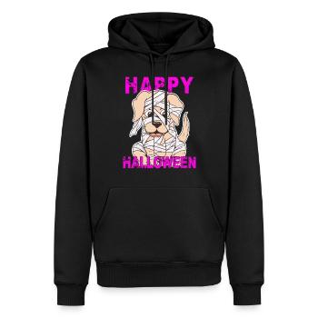 CHIEN JOYEUX HALLOWEEN - Sweat à capuche Premium bio Homme - noir - Devant - Nico (187cm)