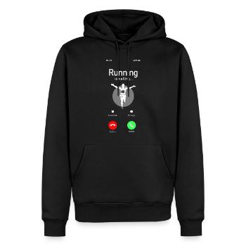 Running Runner Half Marathon Téléphone - Sweat à capuche Premium bio Homme - noir - Devant - Nico (187cm)