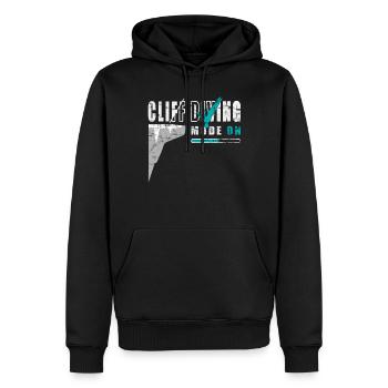 Mode on - lustiges Klippenspringen - Männer Premium Bio Hoodie - Schwarz - Vorne - Nico (187cm)