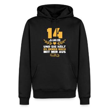 Elfenbeinhochzeit 14. Hochzeitstag Geschenk Mann - Männer Premium Bio Hoodie - Schwarz - Vorne - Nico (187cm)