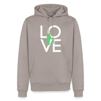 Hunt - Men’s Premium Organic Hoodie - taupe - Front - Nico (187cm)