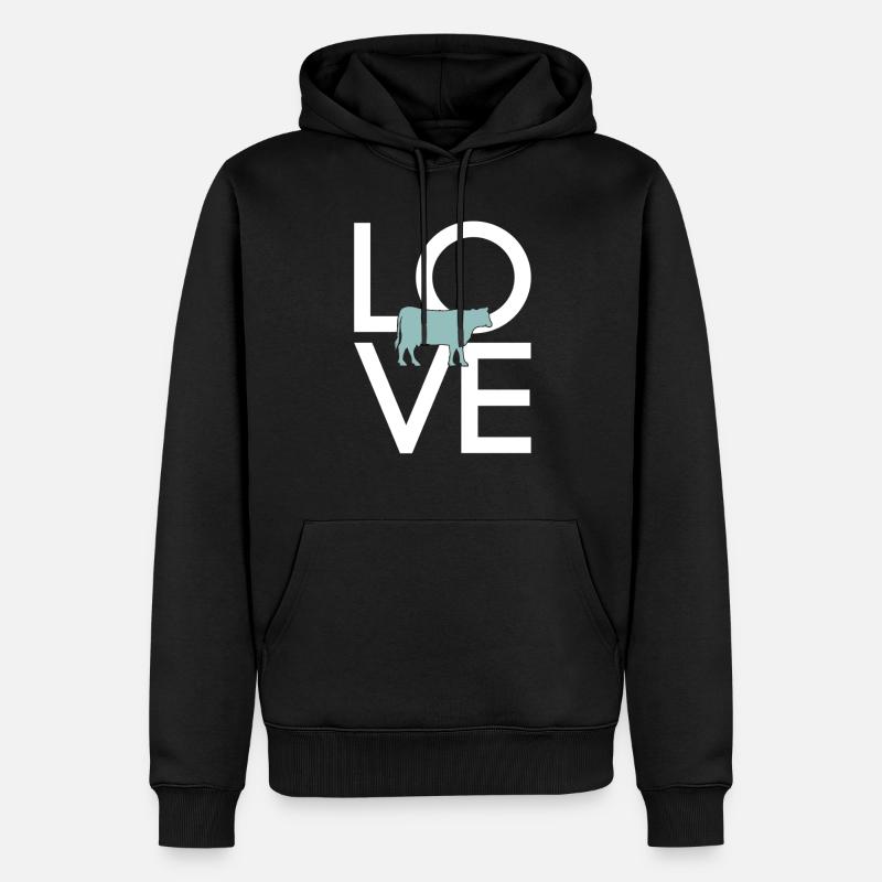 Kuh - Männer Premium Bio Hoodie - Schwarz