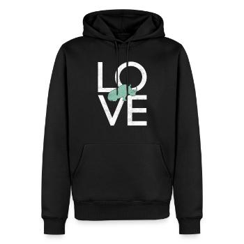 Nashorn - Männer Premium Bio Hoodie - Schwarz - Vorne - Nico (187cm)
