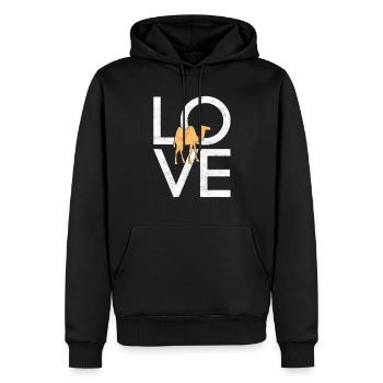 Chameau - Sweat à capuche Premium bio Homme - noir - Devant - Nico (187cm)