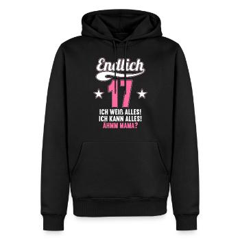 17 Jahre ich weiß kann alles Äh mama 17 Geburtstag - Männer Premium Bio Hoodie - Schwarz - Vorne - Nico (187cm)