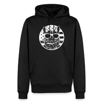 Chat avec drapeau de l’Amérique I Drôle d’amoureux des chats - Sweat à capuche Premium bio Homme - noir - Devant - Nico (187cm)