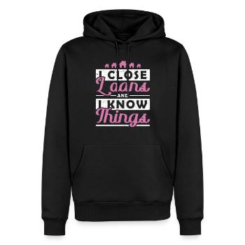 I close Loans and I Know Things Hypothekendarlehen - Männer Premium Bio Hoodie - Schwarz - Vorne - Nico (187cm)