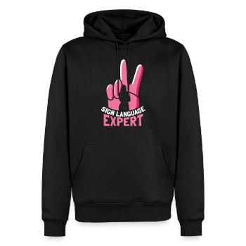 Gebärdensprache Experte Gestik Awareness Gebärden - Männer Premium Bio Hoodie - Schwarz - Vorne - Nico (187cm)