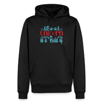 Sei ein Einhorn auf einer Pferdewiese Unicorn - Männer Premium Bio Hoodie - Schwarz - Vorne - Nico (187cm)