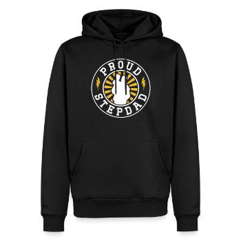Beau-père fier Beau-père Beau-père Fête des pères - Sweat à capuche Premium bio Homme - noir - Devant - Nico (187cm)