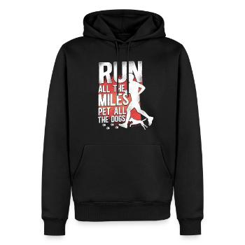 Running Runner Demi-Marathon Chien - Sweat à capuche Premium bio Homme - noir - Devant - Nico (187cm)