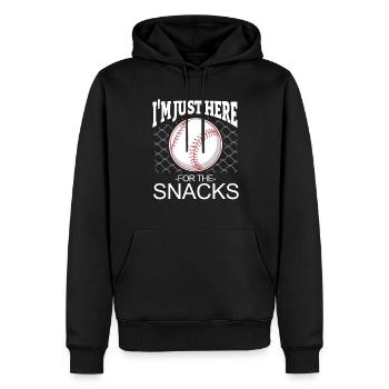 Baseball Je suis juste ici pour les collations en disant - Sweat à capuche Premium bio Homme - noir - Devant - Nico (187cm)