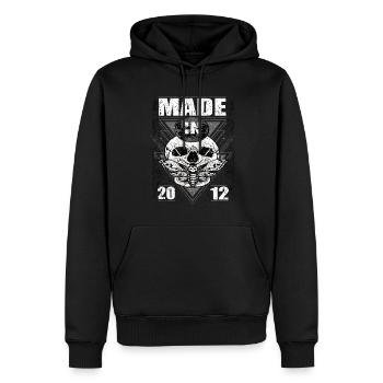 Made in 2012 Vintage Retro Limited Edition - Männer Premium Bio Hoodie - Schwarz - Vorne - Nico (187cm)