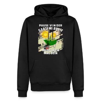 PAUSE VON DER GARTENARBEIT - Männer Premium Bio Hoodie - Schwarz - Vorne - Nico (187cm)