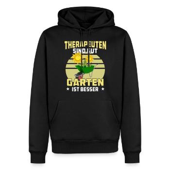 THERAPEUTEN SIND GUT GARTEN IST BESSER - Männer Premium Bio Hoodie - Schwarz - Vorne - Nico (187cm)