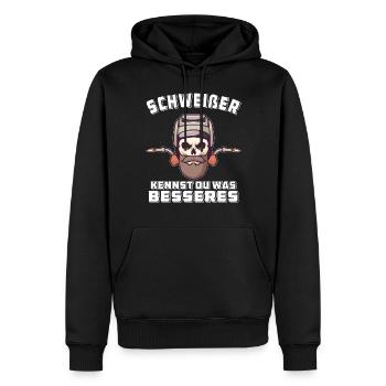 SCHWEIßER KENNST DU WAS BESSERES - Männer Premium Bio Hoodie - Schwarz - Vorne - Nico (187cm)