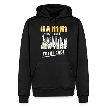 HAMM IST WIE NEW YORK - Männer Premium Bio Hoodie - Schwarz - Vorne - Nico (187cm)