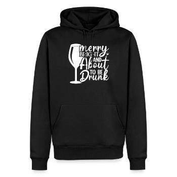 Cheerful, cheerful and immediately drunk - Men’s Premium Organic Hoodie - black - Front - Nico (187cm)