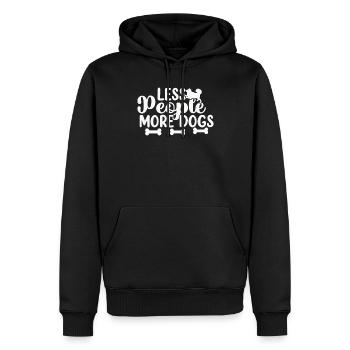 Moins de gens plus de chiens - Sweat à capuche Premium bio Homme - noir - Devant - Nico (187cm)