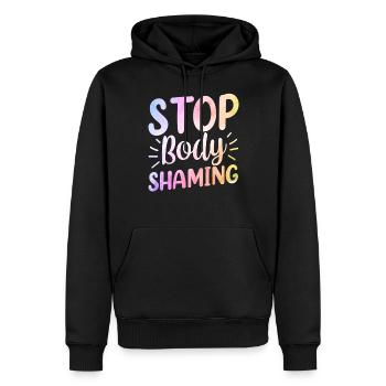 Schluss Mit Body Shaming Bodyshaming Ärgern - Männer Premium Bio Hoodie - Schwarz - Vorne - Nico (187cm)