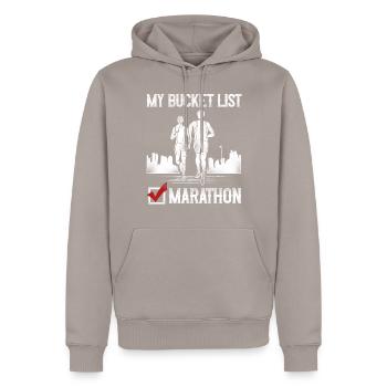 Running Runner Half Marathon - Men’s Premium Organic Hoodie - taupe - Front - Nico (187cm)