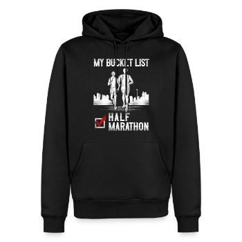 Running Runner Half Marathon - Männer Premium Bio Hoodie - Schwarz - Vorne - Nico (187cm)