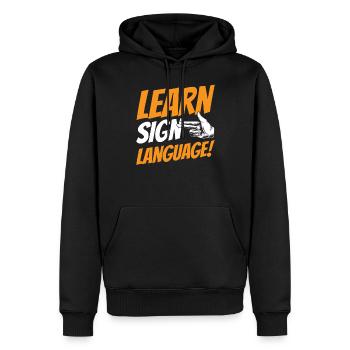 Gebärdensprache Lernen Awareness Gestik Gebärden - Männer Premium Bio Hoodie - Schwarz - Vorne - Nico (187cm)