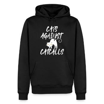 Chats contre Catcalls Chats Catcalling Féministe - Sweat à capuche Premium bio Homme - noir - Devant - Nico (187cm)