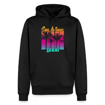 San Antonio, Texas - Sweat à capuche Premium bio Homme - noir - Devant - Nico (187cm)