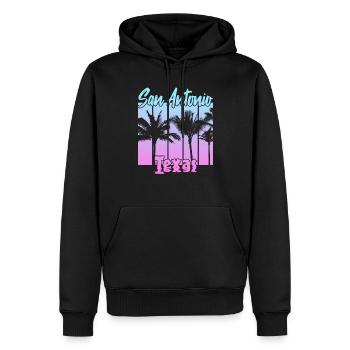 San Antonio, Texas - Sweat à capuche Premium bio Homme - noir - Devant - Nico (187cm)