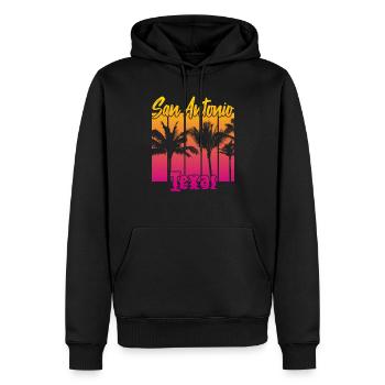 San Antonio (Texas) - Sweat à capuche Premium bio Homme - noir - Devant - Nico (187cm)