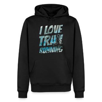 J’adore le trail running coureur de trail - Sweat à capuche Premium bio Homme - noir - Devant - Nico (187cm)