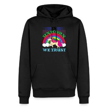 Nous pouvons faire confiance à une licorne Licorne - Sweat à capuche Premium bio Homme - noir - Devant - Nico (187cm)