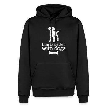 La vie est meilleure avec les chiens - Sweat à capuche Premium bio Homme - noir - Devant - Nico (187cm)