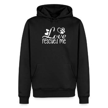 Love saved me dogs - Men’s Premium Organic Hoodie - black - Front - Nico (187cm)