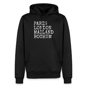 Bochum Paris Londres Milan Accueil Cher Bochumer - Sweat à capuche Premium bio Homme - noir - Devant - Nico (187cm)