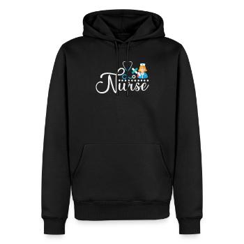 Infirmier - Sweat à capuche Premium bio Homme - noir - Devant - Nico (187cm)