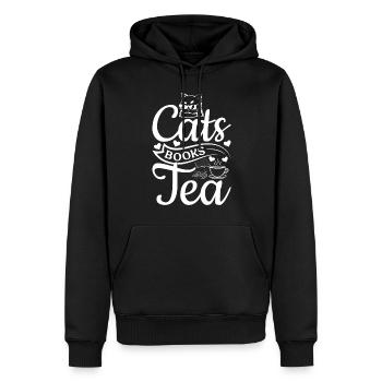 Chats Livres Thé I Propriétaire de chat Amateur de livres b - Sweat à capuche Premium bio Homme - noir - Devant - Nico (187cm)