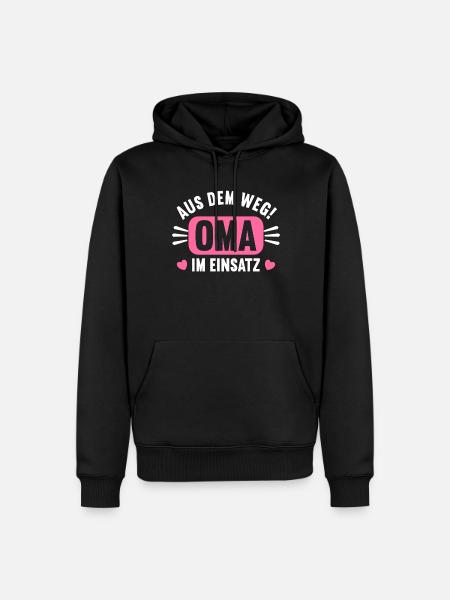 Aus dem Weg Oma im Einsatz Omi Grandma - Männer Premium Bio Hoodie - Schwarz