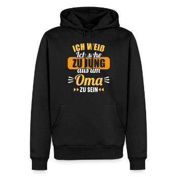 Zu jung um Oma zu sein Omi Gandma Oma - Männer Premium Bio Hoodie - Schwarz - Vorne - Nico (187cm)