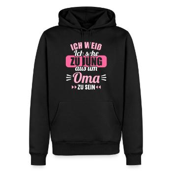 Zu jung um Oma zu sein Omi Gandma Oma - Männer Premium Bio Hoodie - Schwarz - Vorne - Nico (187cm)