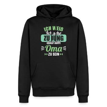 Zu jung um Oma zu sein Omi Gandma Oma - Männer Premium Bio Hoodie - Schwarz - Vorne - Nico (187cm)