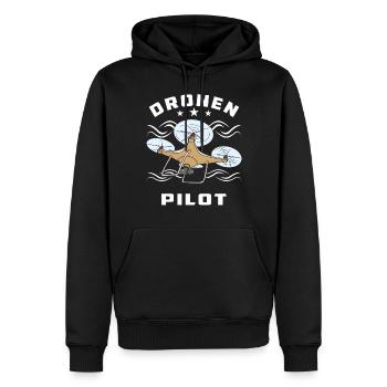 DRONEN PILOT - Männer Premium Bio Hoodie - Schwarz - Vorne - Nico (187cm)