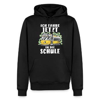 ICH FAHRE JETZT IN DIE SCHULE - Männer Premium Bio Hoodie - Schwarz - Vorne - Nico (187cm)