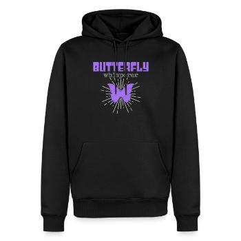 Chuchoteur de papillon - Sweat à capuche Premium bio Homme - noir - Devant - Nico (187cm)