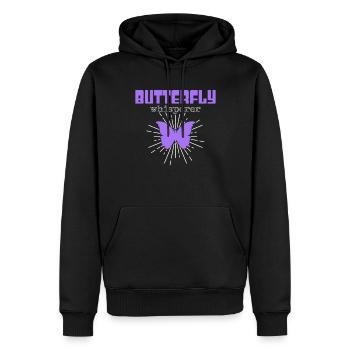 Chuchoteur de papillon - Sweat à capuche Premium bio Homme - noir - Devant - Nico (187cm)