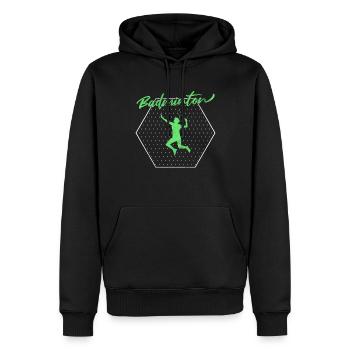 Badminton - Männer Premium Bio Hoodie - Schwarz - Vorne - Nico (187cm)