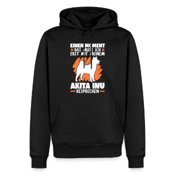 Mit meinem Akita Inu besprechen japanischer Spitz - Männer Premium Bio Hoodie - Schwarz - Vorne - Nico (187cm)